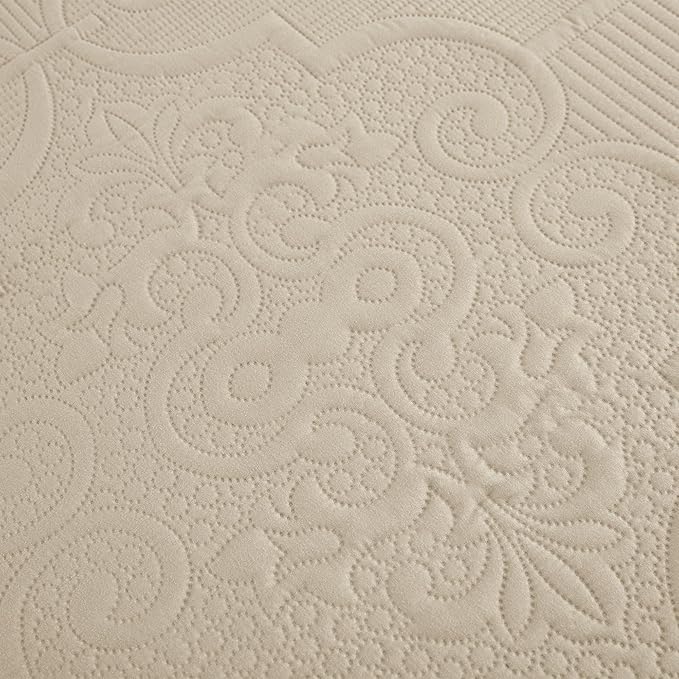 CHIXIN Quilt King Size - Damask Paisley Bedspread Coverlet Set - Classic & Gorgeous Style Bedding Cover, Ultrasonic Quilting, Reversible, Lightweight, 4 Piece, Taupe