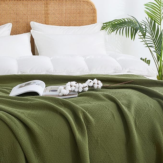 Premium 100% Cotton Blanket – All-Season Soft Breathable Bed Blanket for Twin Size – Lightweight Stylish Textured Throw for Bed– Giftable Cozy Bedding