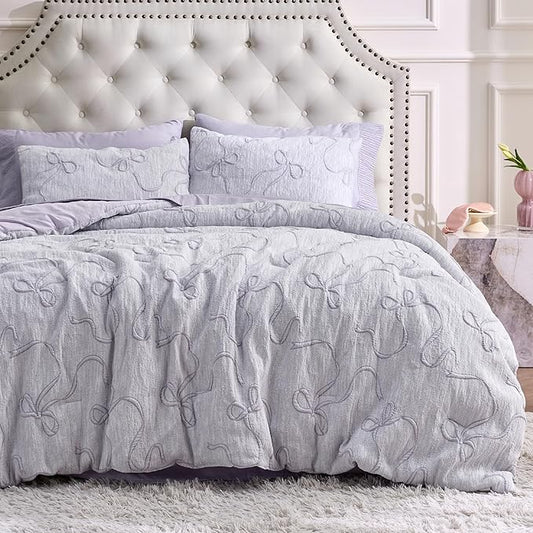 Bedsure Twin/Twin XL Comforter, GentleSoft™ 2 Pieces Bow Cute Bedding Purple Room Decor Aesthetic, Twin/Twin XL Bedding Gifts for Her, 1 Bed Purple Comforter, 1 Pillow Shams, 68x88 Inches
