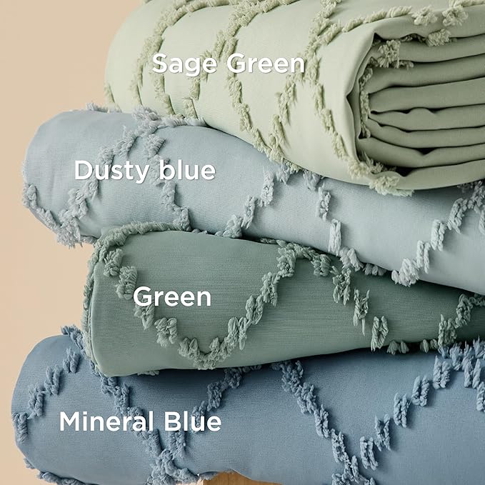 Bedsure Boho Duvet Cover King Size, Mineral Blue Breathable & Soft Boho Bedding, Machine Washable Comforter Cover for All Seasons, Includes 1 Duvet Cover 104"x90" with 2 Pillow Shams & Zipper Closure