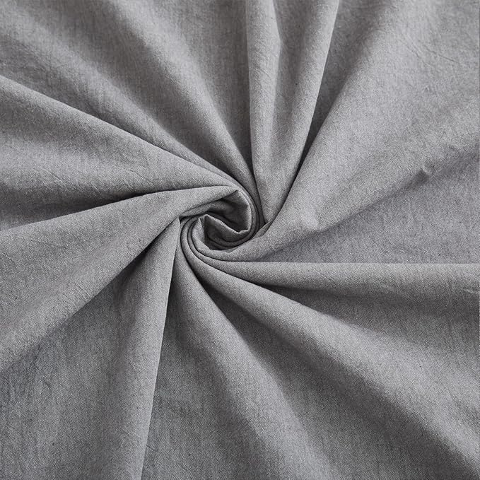 LOVQUE Light Grey Cotton Duvet Cover King Size, Linen Like Natural Bedding Set with Zipper Closure (No Comforter), 104x90 Inches