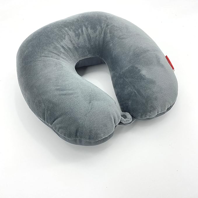 Bookishbunny U Shaped Micro Beads Microbead Neck Head Support Travel Pillow, 12"x12"x4" (SolidGrey)