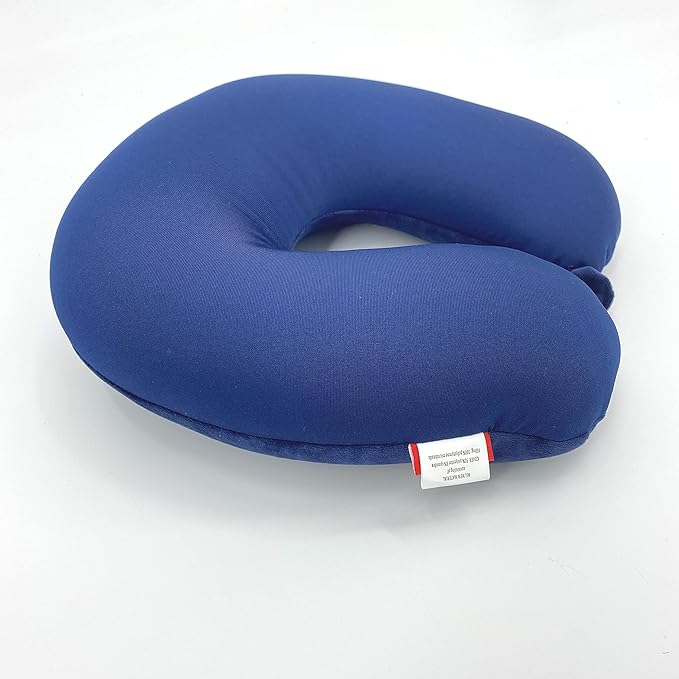 Bookishbunny U Shaped Micro Beads Microbead Neck Head Support Travel Pillow, 12"x12"x4" (SolidNavy)