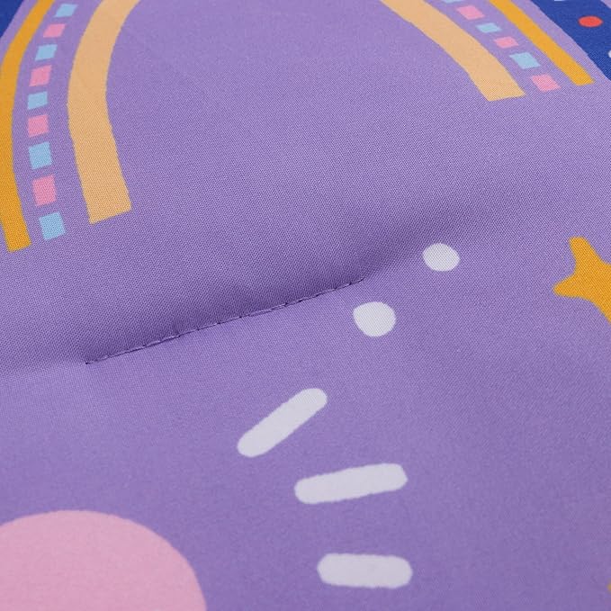 Btargot Lightweight Soft 3 Piece Rainbow Comforter Set with 2 Pillow Covers, Cartoon Love Hearts Flowers and Sun Star Bedding Set for Girls Boys Kids, Full Dark Purple