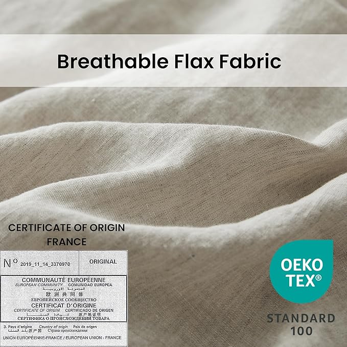 Simple&Opulence 100% Linen Duvet Cover Set with Crossed Embroidery Washed - 3 Pieces (1 Duvet Cover with 2 Pillow Shams) Soft Breathable Farmhouse - Linen, King Size