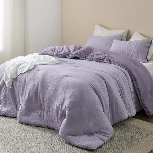 Bedsure Queen Comforter Set, Purple Lavender Soft Prewashed Bedding for All Seasons, 3 Pieces GentleSoft™ Bed Set, 1 Lightweight Comforter (90"x90") and 2 Pillowcases (20"x26")