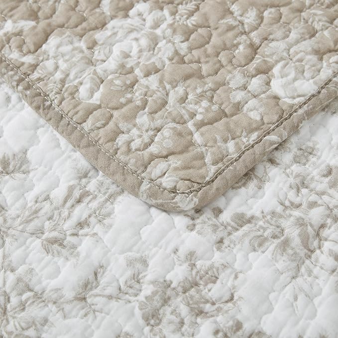 Laura Ashley - Full/Queen Quilt Set, Reversible Floral Cotton Bedding with Matching Shams, Home Decor for All Seasons (Walled Garden Brown, Full/Queen)