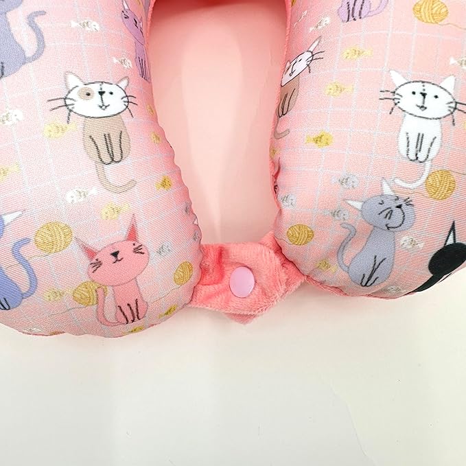 Bookishbunny U Shaped Micro Beads Microbead Neck Head Support Travel Pillow, 12"x12"x4" (Cat)