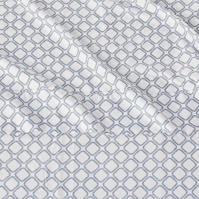 Amazon Basics Lightweight Microfiber 4-Piece Bed Sheet Set, King, Aqua, Printed