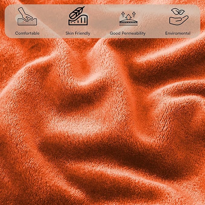 MOONLIGHT20015 Fleece Blanket 2 Pack - Super Soft Fluffy Rust Throw Blanket for Sofa and Bed - Warm and Cozy Lightweight 400 GSM Microfiber Bed Throws Blankets, 50x60 Inches (Throw/Travel)