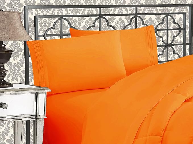 Elegant Comfort 1500 Thread Count Wrinkle & Fade Resistant Egyptian Quality Ultra Soft Luxurious 2-Piece Pillowcases, Standard Size, Elite Orange