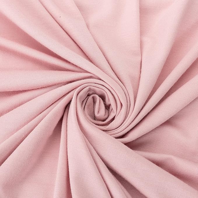 Large Jersey Knitted Swaddle Blanket for Baby, Soft Stretchy Receiving Blanket for Newborns with Hat, Baby Nursery Swaddle 47 x 47 inches(Rose)