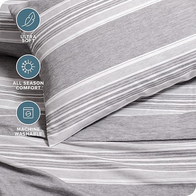 Bare Home King Sheet Set - Luxury 1800 Ultra-Soft Microfiber Double Brushed - Deep Pockets - Easy Fit - 4 Piece Set - Bedding Sheets & Pillowcases (King, Heathered Charcoal - Stripe)