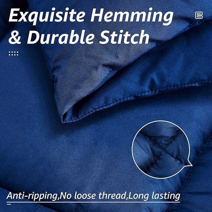 HYLEORY All Season Queen Size Bed Comforter - Cooling Down Alternative Quilted Duvet Insert with Corner Tabs - Winter Warm - Machine Washable - Navy Blue