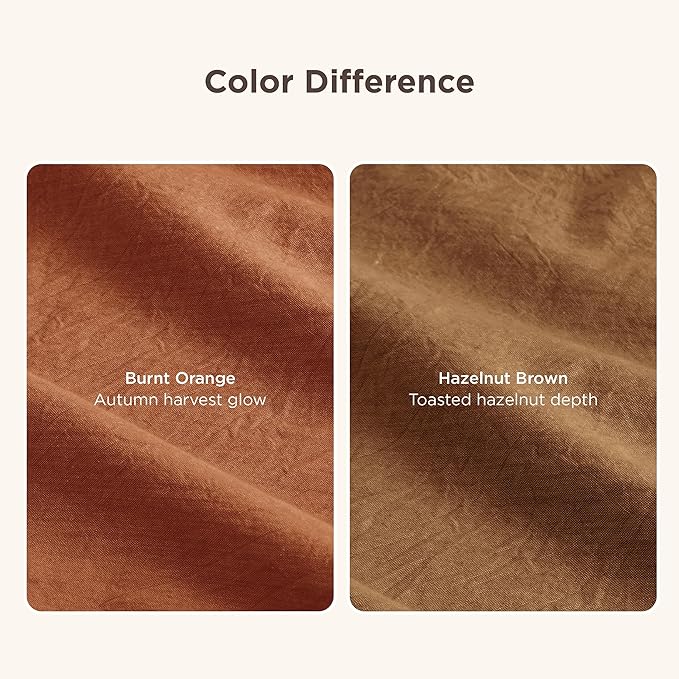Bedsure 100% Washed Cotton Duvet Cover Queen Size - Burnt Orange Minimalist Cotton Duvet Cover Linen Like for All Seasons - GentleSoft™ Plain Simple Bedding (Burnt Orange, Queen, 90"x90")