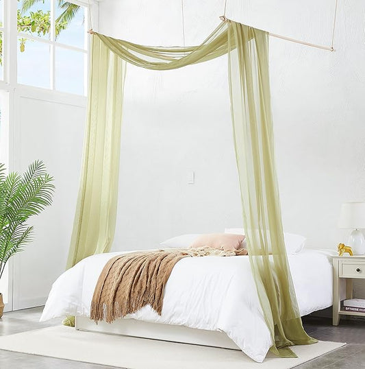 Warm Home Designs Sage Green Bed Canopy Curtains in 55 x 216 Inch Size. Our Queen Canopy Bed Curtains Work Great as Kids Canopy, Bed Scarf, Bed Curtain or to Enhance Bed Decor. BC Sage 216"