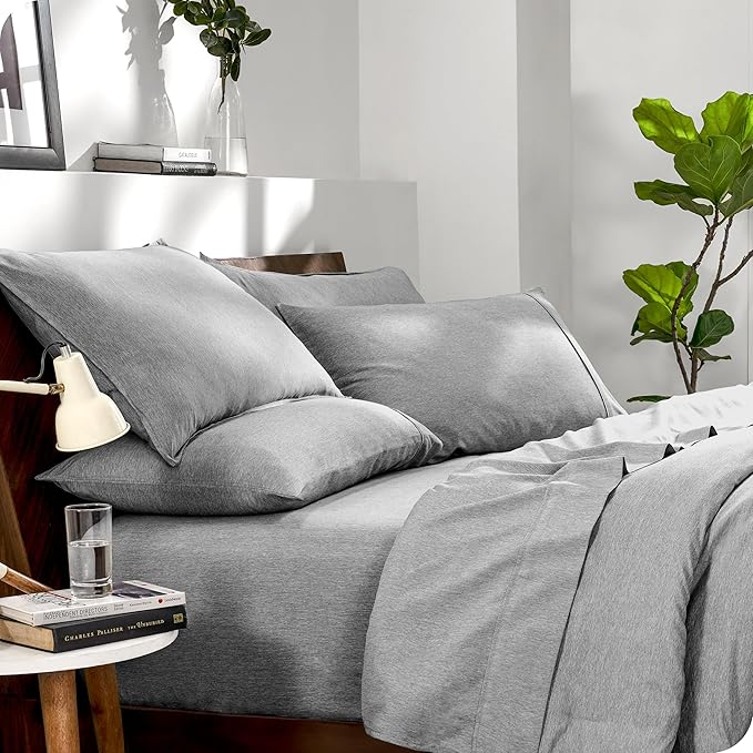 Bare Home Bed-in-A-Bag 5 Piece Comforter & Sheet Set - Twin XL - Goose Down Alternative - Ultra-Soft 1800 Premium Bedding Set - Cationic (Twin XL, Heathered Charcoal)