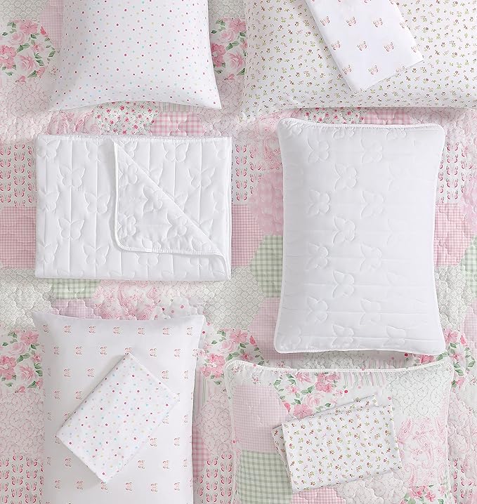 Laura Ashley Kids - Twin Quilt Set, Reversible Kids Bedding with Matching Sham(s), Ideal for Toddler Bedding Set, Ideal Girl Room Essentials, Coquette Room Decor (Ellyn Pink, Twin)