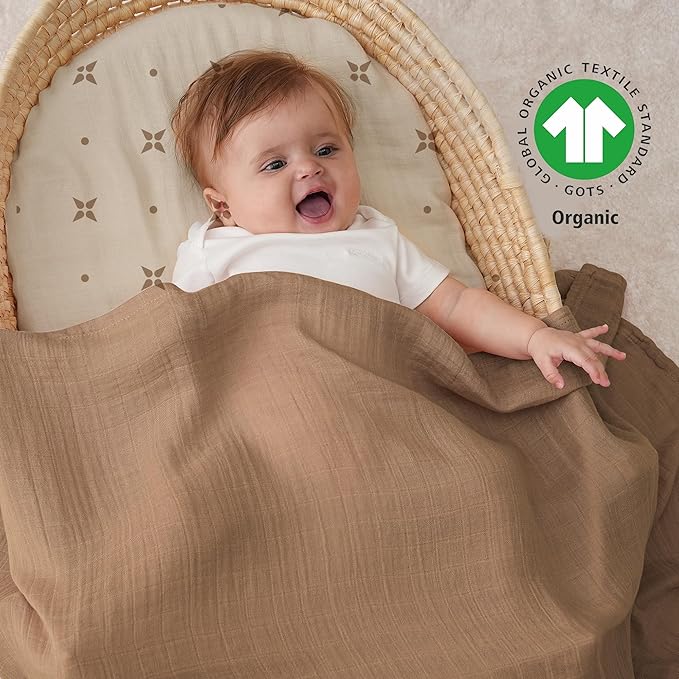 Yoofoss Muslin Swaddle Blankets, Organic Baby Blankets, 47 x 47 Inches Receiving Blanket for Baby Boys and Girls, Baby Essentials for Newborns Soft Breathable