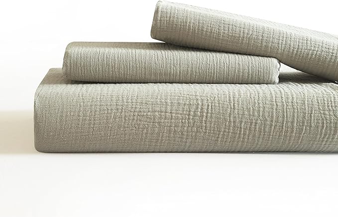 SE SOFTEXLY Muslin Duvet Cover Oversized King Size, 100% Washed Cotton Duvet Cover Set, Ultra Soft Comforter Cover Linen Like, 3 Pieces Gauze Duvet Cover with 2 Pillowcases, 98"x120", Smoky-Green