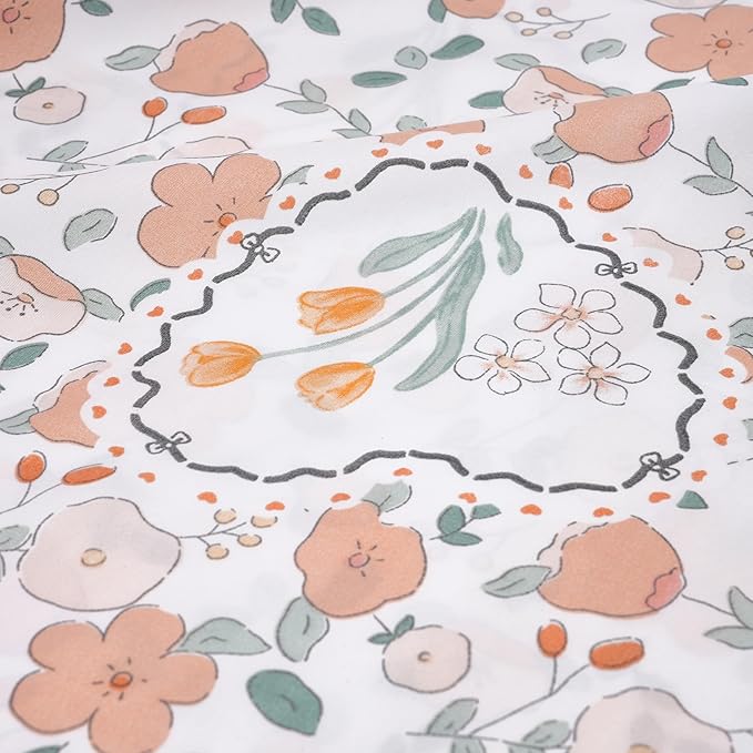 Spring Floral Printed Sheet Set Full Size, 4 Piece Soft Botanical Microfiber Sheets and Pillowcases - Deep Pocket, Wrinkle Free and Soft Bed Sheets Set Bedding Decor