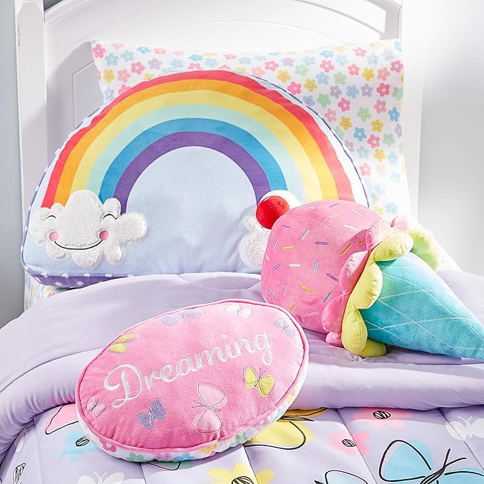Dream Factory Sweet Butterfly Ultra Soft Microfiber Girls Comforter Set, Purple, Twin