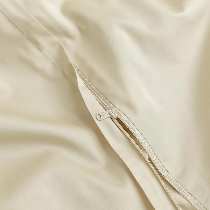 MooMee Duvet Cover Set 100% Extra Long Staple Cotton 600 Thread Count Silky Sateen Smooth Luxury Soft Breathable Durable Hotel Quality Bedding, 3 Pieces (Butter Yellow, King 104"x90")