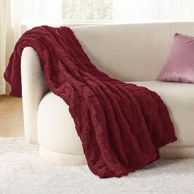 Bedsure GentleSoft Twin Blanket for Bed Red - Super Soft Cozy Blankets for Women Men Girls, Cute Fuzzy Fleece Throws for Bedroom Couch, 60x80 Inches