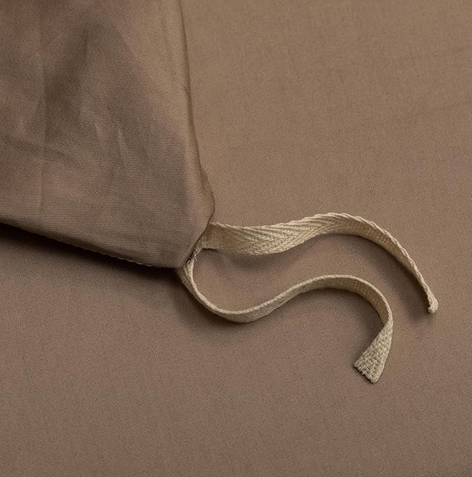 MooMee Duvet Cover Set 100% Extra Long Staple Cotton 600 Thread Count Silky Sateen Smooth Luxury Soft Breathable Durable Hotel Quality Bedding, 3 Pieces (Brown, King 104"x90")