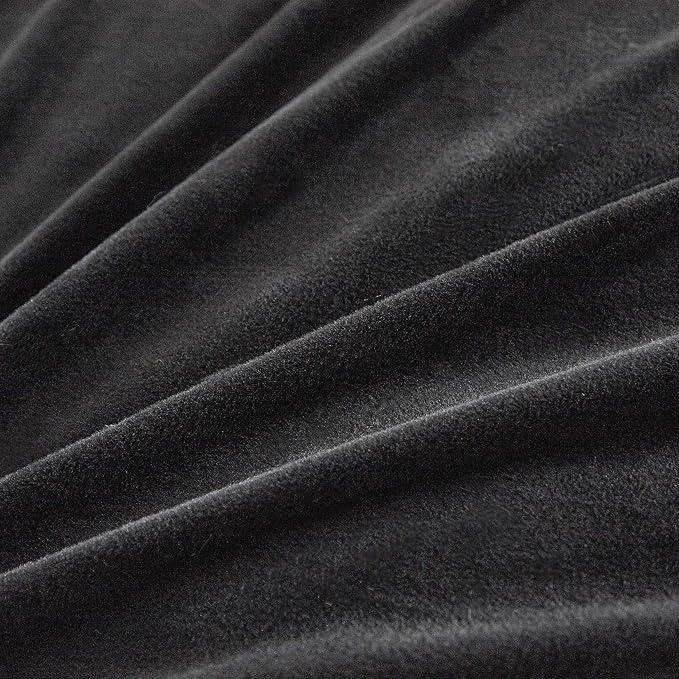 Uhamho Faux Fur Velvet Fluffy Bedding Duvet Cover Set Down Comforter Quilt Cover with Pillow Shams, Ultra Soft Warm (Black, Queen)
