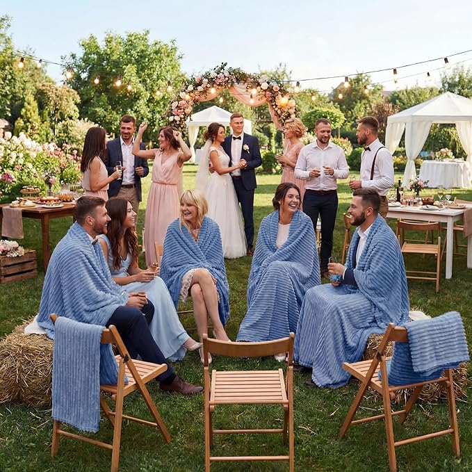 Buryeah 6 Pcs Flannel Throw Blanket Bulk 50 x 60 in Sleepover Blanket Outdoor Wedding Throw Lightweight, Oeko-tex Standard 100 Certified for Sofa Homeless Gifts (Royal Blue)