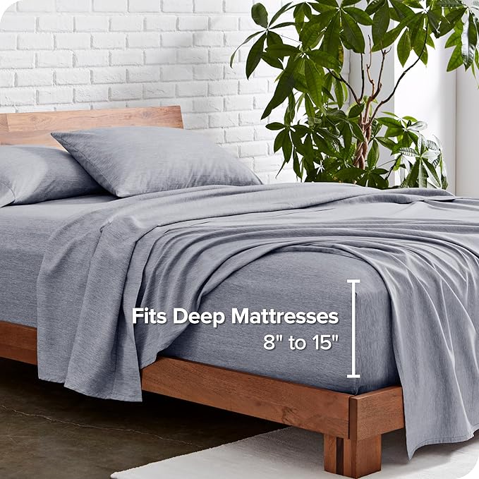 Bare Home Twin XL Sheet Set - College Dorm Size - 1800 Ultra-Soft Microfiber - Deep Pockets - Easy Fit - Extra Soft - 3 Piece Set - Bed Sheets (Twin XL, Heathered Blueberry)