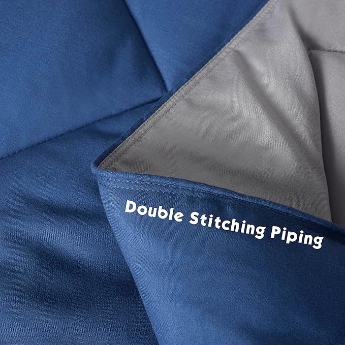 HIG 3pc Navy King Size Comforter Set -All Season Reversible Down Alternative Comforter with Two Shams -Quilted Duvet Insert with Corner Tabs - Diamond Stitched Blanket - Breathable, Soft, Fluffy
