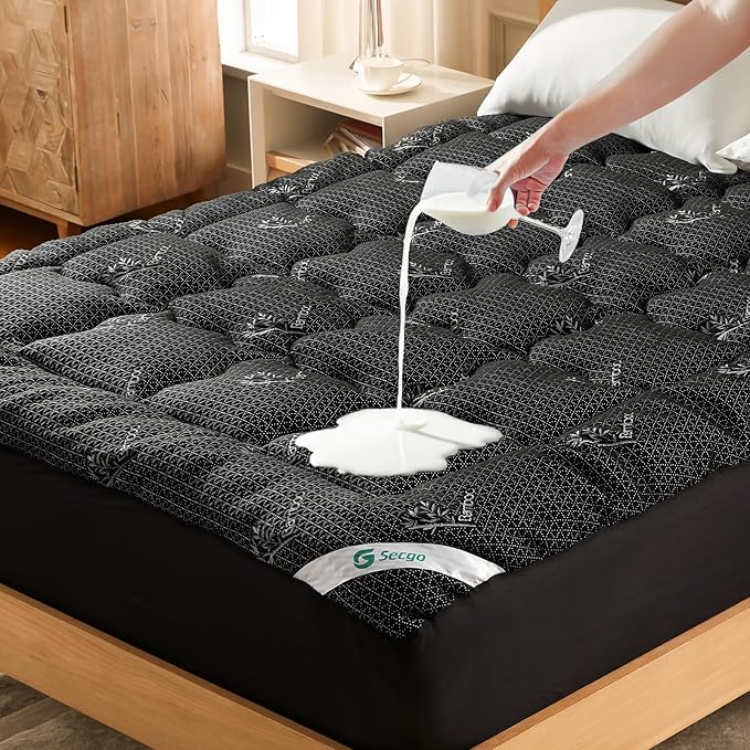 Premium 100% Waterproof Twin Mattress Topper, Breathable Mattress Pad, Rayon from Bambo Bed Protector, Deep Pocket Sheet Cover 8"-21"