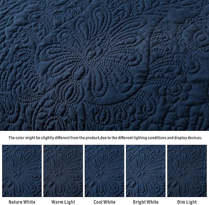 HoneiLife Oversized King Bedspreads 5-Piece - California King Quilts 128"x120",Rustic Bedding Sets King Size with 2 Pillowcases & 2 Throw Pillowcases,Reversible Coverlets Lightweight Bedlinen Sets