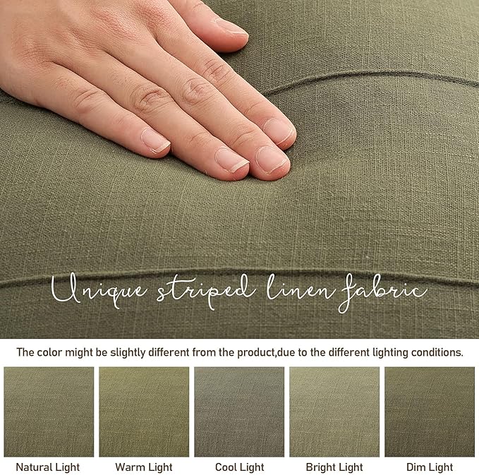 ZWJD Christmas Linen Throw Pillow Covers 20x20 Set of 2 Solid Handcrafted Striped Cushion Covers for Bed Soft Xmas Decorative Pillow Covers for Couch Bedroom Living Room Christmas Decor(Olive Green)