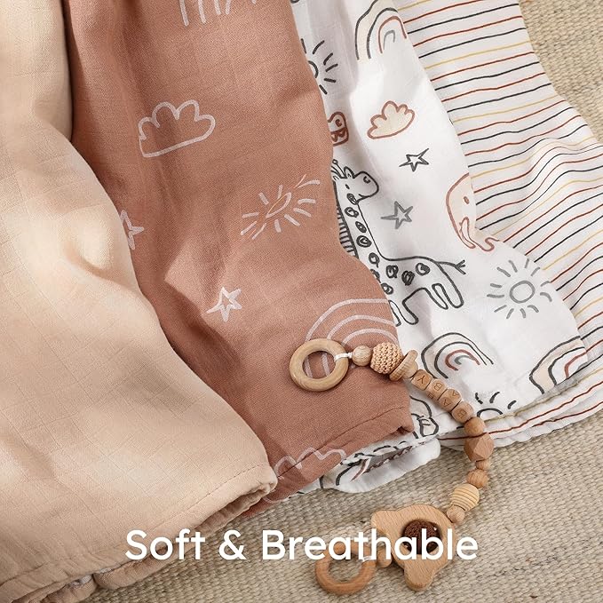 Yoofoss Muslin Swaddle Blankets, Organic Baby Blankets, 47 x 47 Inches Receiving Blanket for Baby Boys and Girls, Baby Essentials for Newborns Soft Breathable