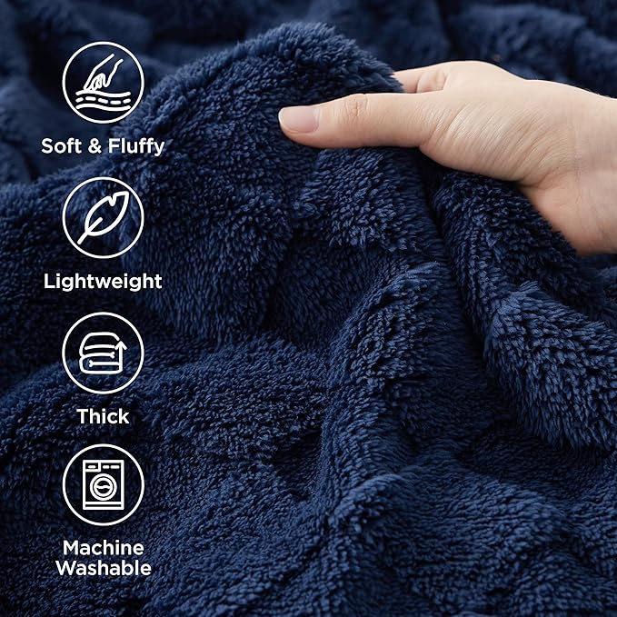Bedsure GentleSoft Navy Throw Blanket for Couch - Super Soft Cozy Blankets Gifts for Women Men Girls, Cute Small Fleece Throws for Bedroom Home Decor, 50x70 Inches