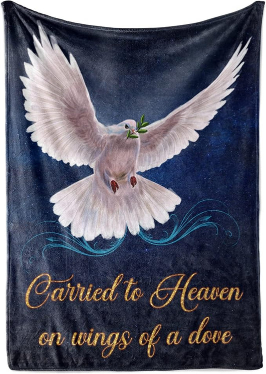 White Dove Blanket for Remembrance, Thoughtful Memorial Keepsake for Lost Loved Ones, Custom Throw for Men and Women, Decorative Home and Bedroom Decor, Soft Plush (Sherpa 60x80)