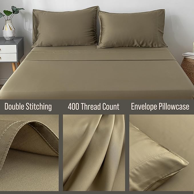 BELLA COTERIE | Luxury Bamboo Viscose King Size Pillowcase Set | 100% Organically Grown | Ultra Soft | Cooling | 2 Pcs [Olive]