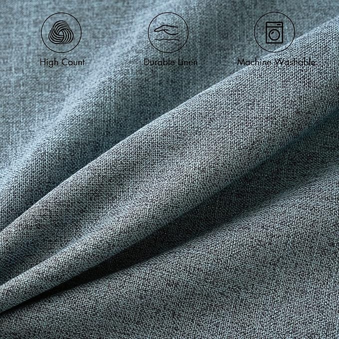 MIULEE Pack of 2 Decorative Linen Burlap Coastal Pillow Covers Farmhouse Accent Pillowcases for Sofa Car Couch Bedroom Living Room Decor 18x18 Inch Dusty Blue