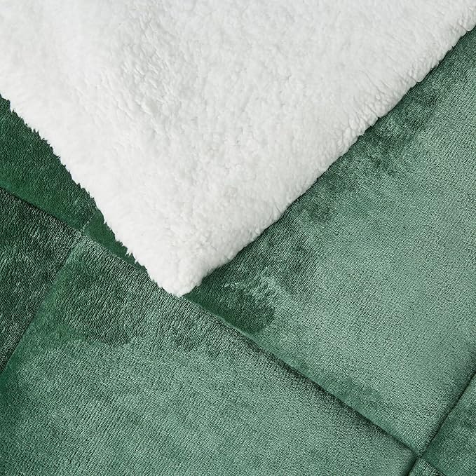 Amazon Basics Reversible Sherpa Comforter Set with Pillow Sham, Green, Twin/Twin XL