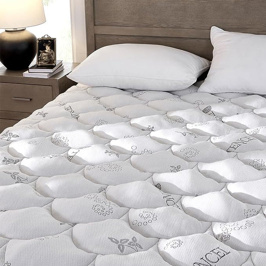 Softhour Padded Topper Twin XL 40% Tencel Blend Rayon from Bamboo and Cotton Filled Mattress Cover, Thick, Luxurious and Comfort Mattress Pad, Deep Pocket for 21" Mattress