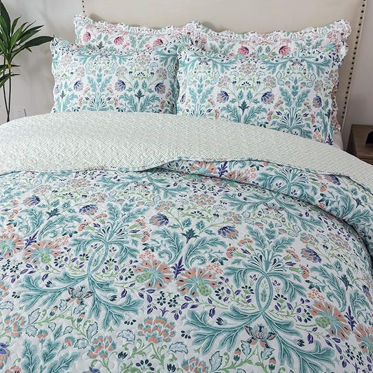 HoneiLife Quilt Sets King Size - Microfiber Bedspreads for King Bed, 3-Piece Lightweight Coverlets, Rustic Bed Cover King Quilt Bedding Sets All Season Quilts