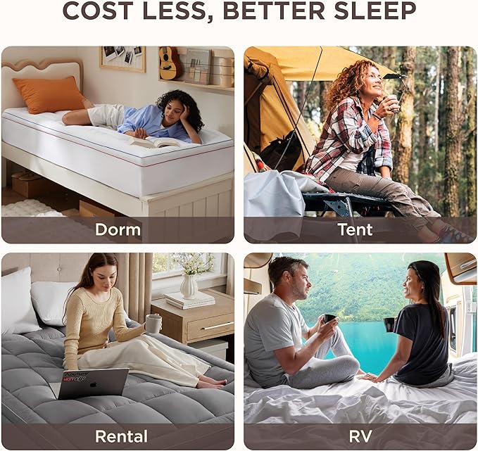 Bedsure King Mattress Topper - Pillow Top Mattress Pad Cover with Deep Pocket Fits up to 21 Inches, Plush Soft Bed Topper for Back Pain Relief, Overfilled with Down Alternative Filling, Grey