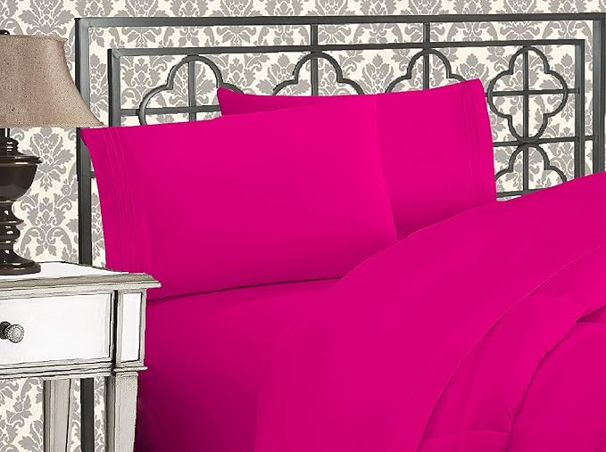 Elegant Comfort 1500 Premier Wrinkle & Fade Resistant Hotel Quality Ultra Soft Luxurious 4-Piece Bed Sheet Set with Deep Pockets, Twin/Twin XL Pink