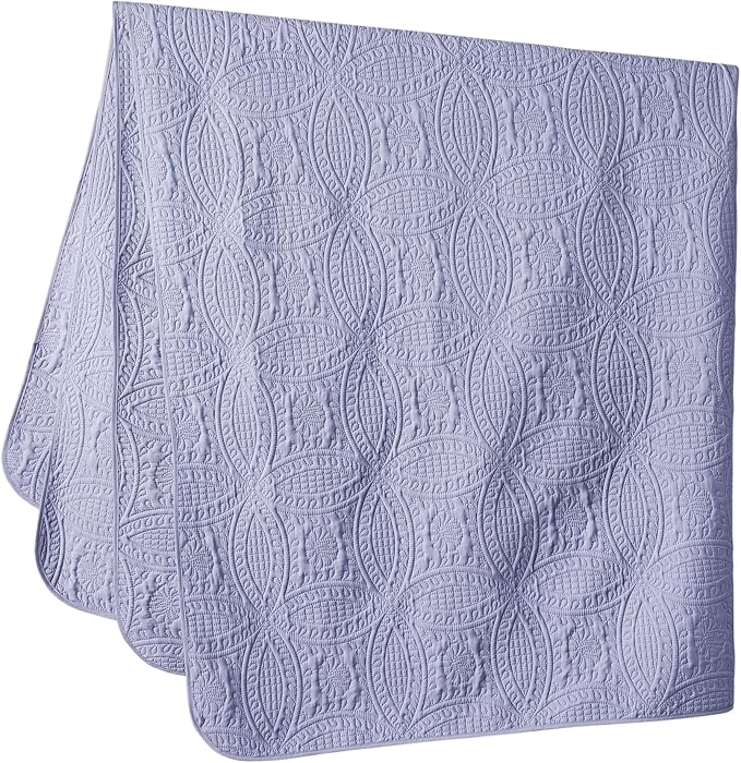 Chezmoi Collection Austin 3-Piece Oversized Bedspread Coverlet Set (King, Lavender)