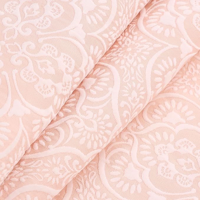 Superior 3 Piece Bedspread Set, Home Bed Decor, Decorative Bed Spread, 2 Pillow Shams, Medium Weight Blanket, Floral Matelasse Coverlet, Bedding Essentials, Enzy Collection, Queen, Peach