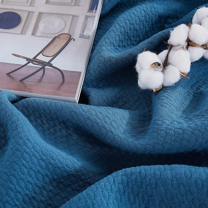 Premium 100% Cotton Blanket – All-Season Soft Breathable Bed Blanket for Queen Size – Lightweight Stylish Textured Throw for Bed– Giftable Cozy Bedding