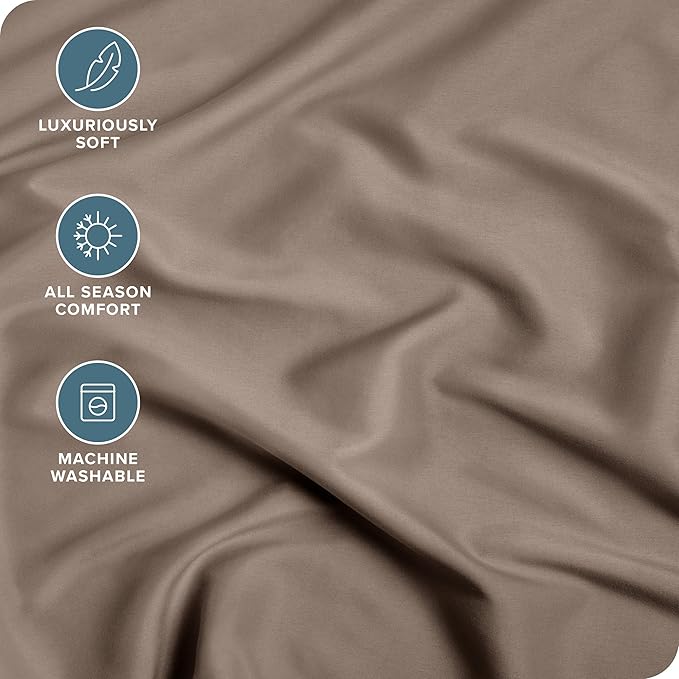 Bare Home Fitted Bottom Sheet Short Queen Size - Premium 1800 Microfiber - Ultra-Soft Hotel Luxury - Deep Pocket - Durable and Long Lasting - Fitted Sheet (Short Queen, Taupe)